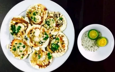 Sò điệp nướng mỡ hành - Đặc sản Thổ Chu